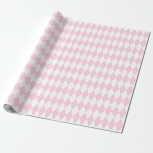 Papel De Regalo Harlequin rosa claro y blanco grande