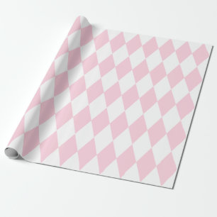 Papel De Regalo Harlequin rosa y blanco extra grande