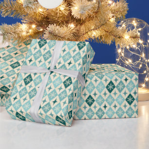 Papel De Regalo Harlequin Snowflake MCM Blue