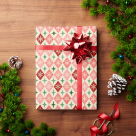 Papel De Regalo Harlequin Snowflake MCM Red & Green
