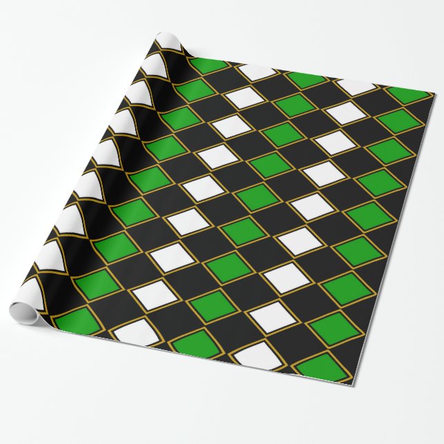 Papel De Regalo Harlequin Verde (Desenrollado)