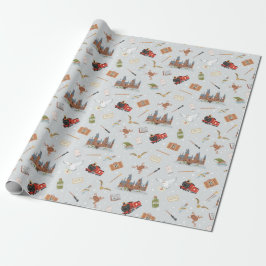 Papel De Regalo Harry Potter Cartoon Hogwarts Pattern