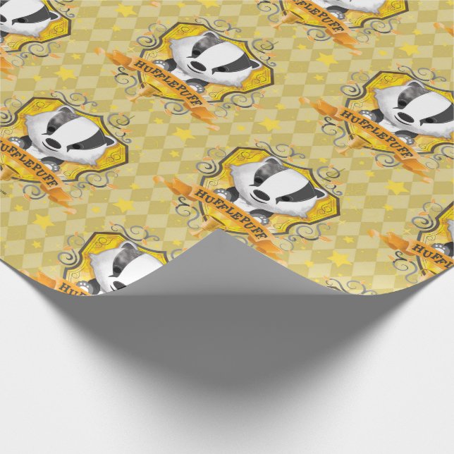 Papel De Regalo Harry Potter | Encantador Escudo de HUFFLEPUFF™ (Esquina)
