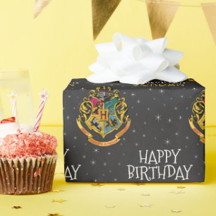 Papel De Regalo Harry Potter   Hogwarts Crest - Feliz cumpleaños