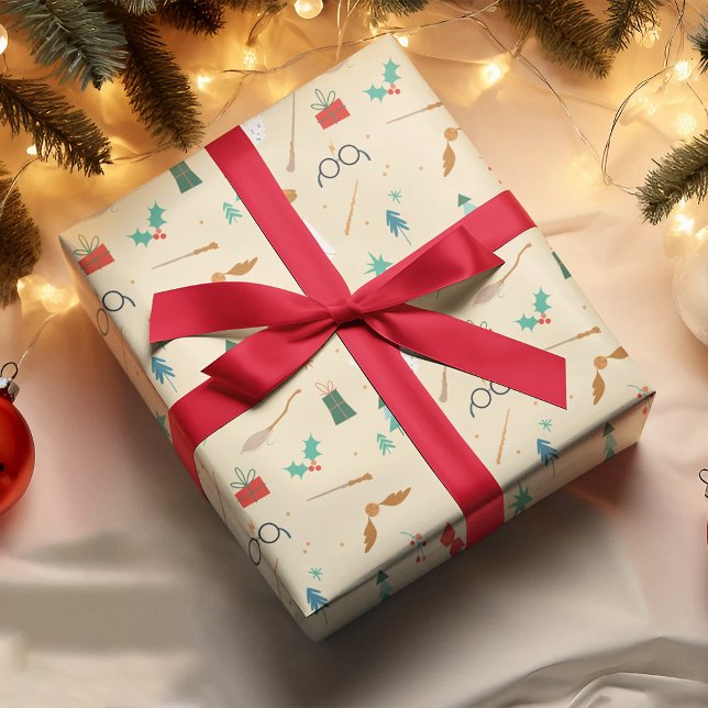 Papel De Regalo Harry Potter | Patrón de iconos de vacaciones (Wrapping paper on gift)