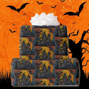 Papel De Regalo Haunted House Flying Witts Halloween Dark