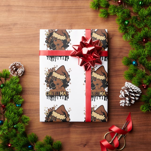 Papel De Regalo have a melanin christmas black mrs santa claus (Regalo de vacaciones)