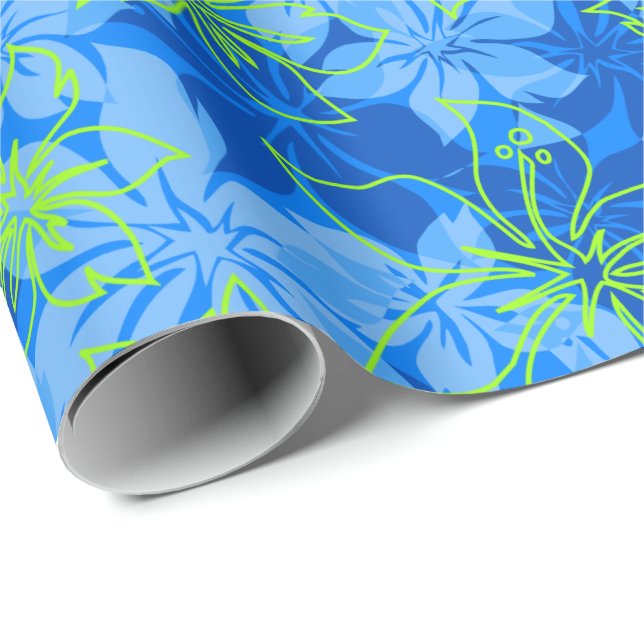 Papel De Regalo Hawaiian Camo del hibisco de Olowalu (Esquina del rollo)