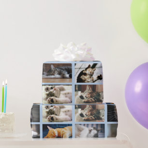 Papel De Regalo Haz tu propio Collage de fotos de 10 sobre azul cl