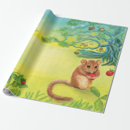 Papel De Regalo Hazel Dormouse comiendo fresa silvestre