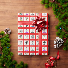 Papel De Regalo Hazlo Tuyo | Personalizado 9 Fotos de Familia Rojo