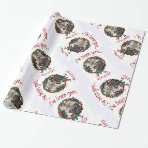 Papel De Regalo He Sido Buena Mayormente... Navidades de Pug Wreat