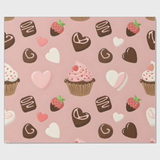 Papel De Regalo Heart Cupcake Chocolate Valentine Wrapping