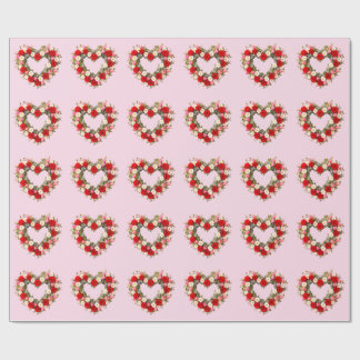 Papel De Regalo Heart Shaped Floral Wreath Roses Daisies Tulips
