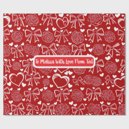 Papel De Regalo Hearts and Roses Personalizable Wrapping Paper