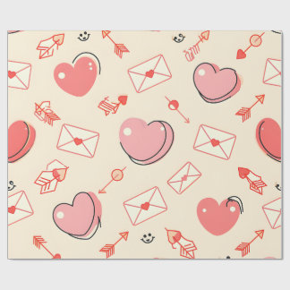 Papel De Regalo Hearts Arrows Letters Valentine Wrapping Paper