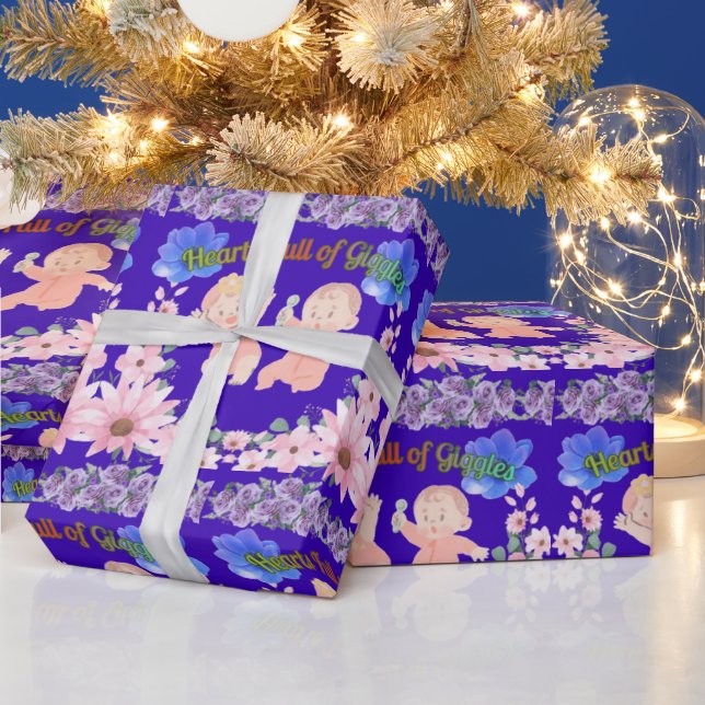 Papel De Regalo Hearts full of Giggles blue (Vacaciones)