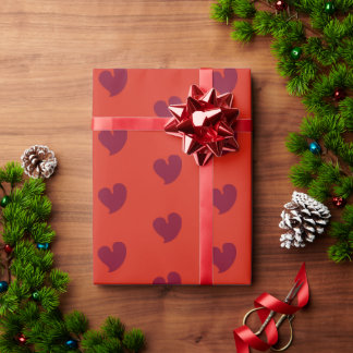 Papel De Regalo Hearty Hearts - Burgundy and Red - Wrapping Paper
