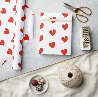 Papel De Regalo Hearty Hearts - Red and White - Wrapping Paper