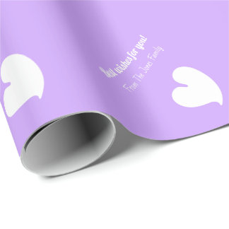 Papel De Regalo Hearty Hearts White and Lilac Custom Text -