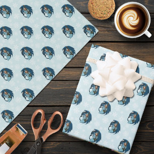 Papel De Regalo Hechicera del Dragón Azul Copos de Nieve