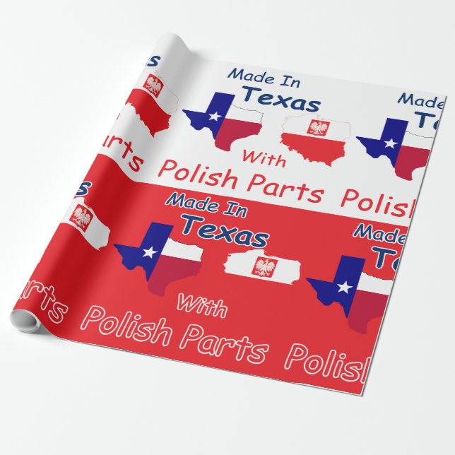 Papel De Regalo Hecho en Texas con piezas polacas (Desenrollado)