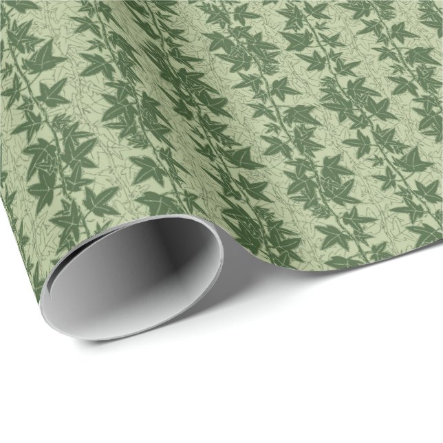 Papel De Regalo Hedera Ivy Vines - patrón D_L verde botánico. (Esquina del rollo)