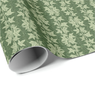 Papel De Regalo Hedera Ivy Vines - patrón L_D verde botánico.