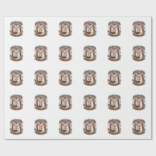 Papel De Regalo Hedge de Navidad Abraza Erizo Gorros de Santa Copo