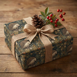 Papel De Regalo Hedgehog al estilo del bosque William Morris