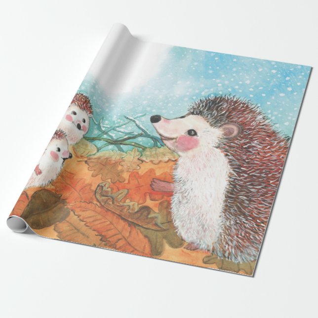 Papel De Regalo Hedgehogs hablando entre sí Ilustracion (Desenrollado)