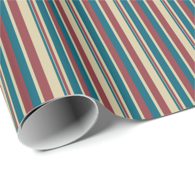 Papel De Regalo Heffalumnado Red Blue Beige Stripes Giftwrap (Esquina del rollo)