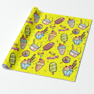 Papel De Regalo Helado Cream Candy Amarillo