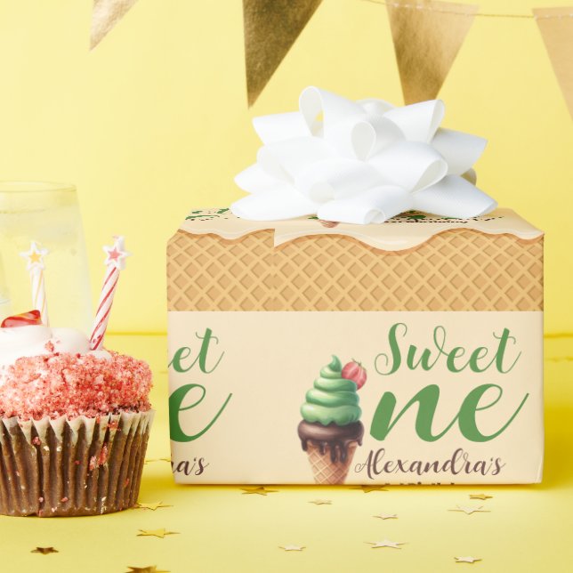 Papel De Regalo Helado Crema Dulce Un Primer Cumpleaños (Fiesta de cumpleaños )