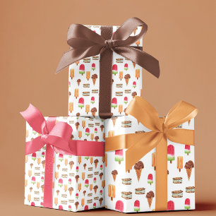 Papel De Regalo Helado de acuarela y paletas de palomitas de maíz