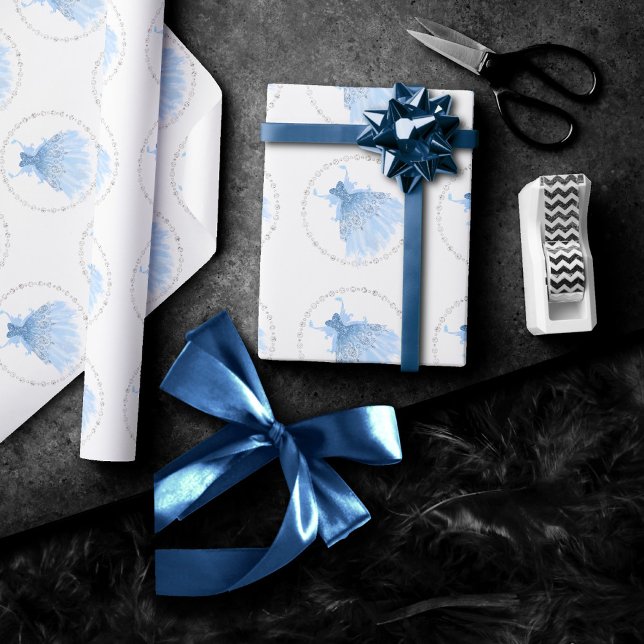 Papel De Regalo Helado de ala de hadas | Frost Blue Irish Sheen (Subido por el creador)