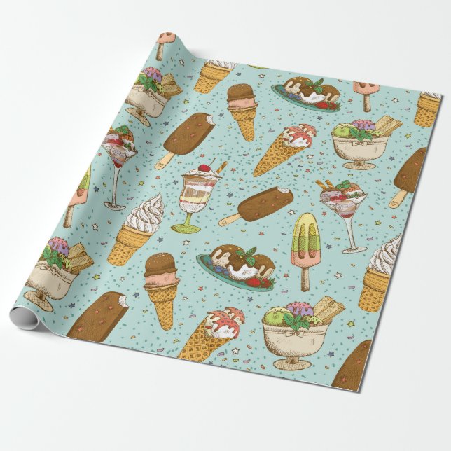 Papel De Regalo Helado Vintage (Desenrollado)
