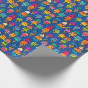 Papel De Regalo Helados de crema de hielo en azul