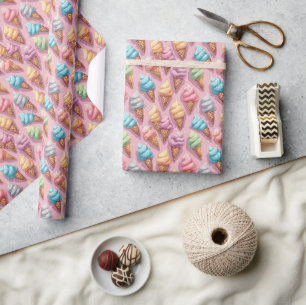 Papel De Regalo Helados De Crema De Hielo En Rosa