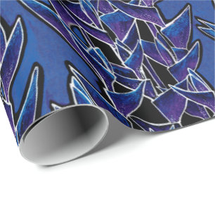 Papel De Regalo Heliconia Tropical Abstract Floral Pattern Violet