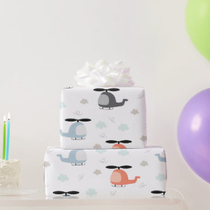 Papel De Regalo helicóptero flotando en el cielo y con nubes