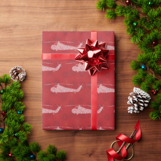 Papel De Regalo Helicópteros de copo de nieve - Rojo
