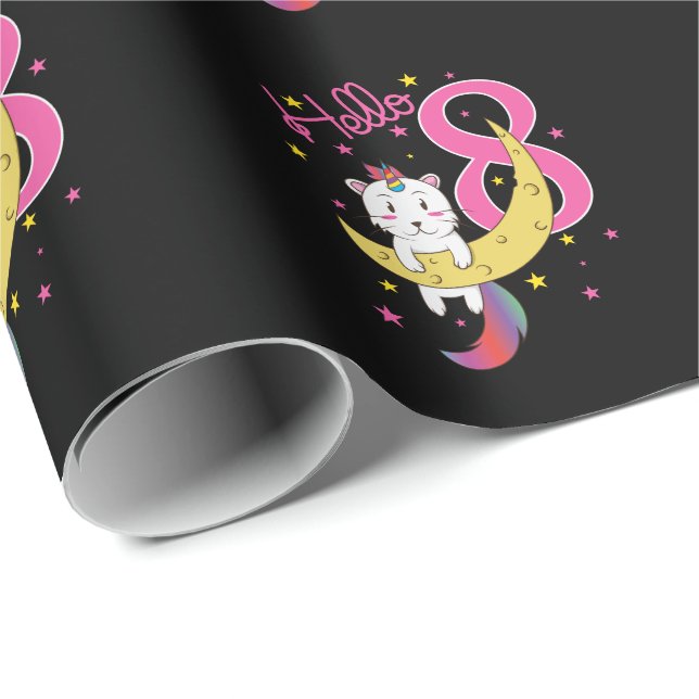 Papel De Regalo Hello 8 Katze Einhorn Mond Käse (Esquina del rollo)