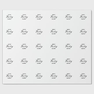Papel De Regalo Hello thirty birthday name simple minimal elegant