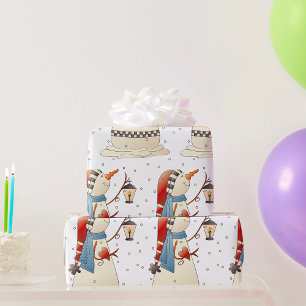 Papel De Regalo Hembra de nieve de invierno con linterna