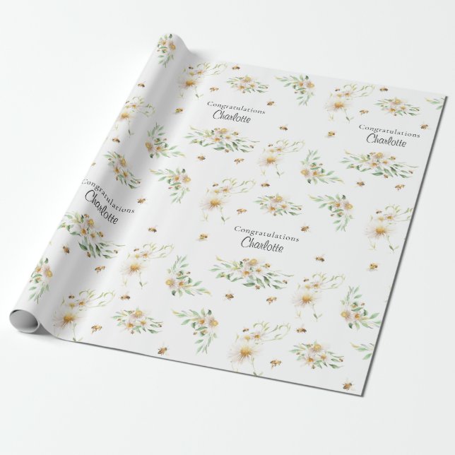 Papel De Regalo Hemorragia floral acuática personalizada (Desenrollado)
