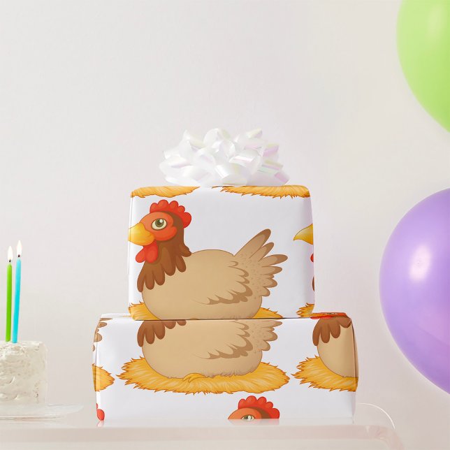 Papel De Regalo Hen sentado en Nest Cute Farm Animal (Subido por el creador)