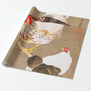 Papel De Regalo Hen y Rooster con Grapevine de Ito Jakuchu