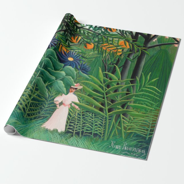 Papel De Regalo Henri Rousseau - Mujer caminando en un bosque exót (Desenrollado)