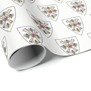 Papel De Regalo Heraldic Vintage 4 Abejas se desplaza sobre Shield